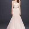 Strapless Ruched Mermaid Tulle Wedding Dress 1 Strapless Ruched Mermaid Tulle Wedding Dress -Blissful Brides Shop WG3791 WHISPERPINK CORE PROD8 V2 876