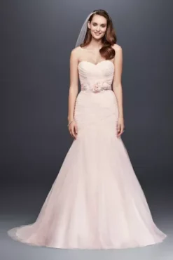 Strapless Ruched Mermaid Tulle Wedding Dress