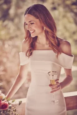 Off-the-Shoulder Mikado Trumpet Wedding Dress -Blissful Brides Shop WG3880 PDP Crop 1 1920x2880