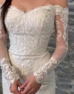 Long Sleeve Lace And Tulle Trumpet Wedding Dress -Blissful Brides Shop WG3943 PDP Video