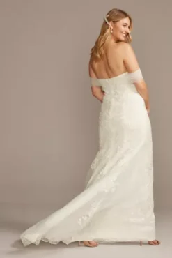 Tulle And Floral Off-the-Shoulder Wedding Dress -Blissful Brides Shop WG3978 IVORY CORE PROD9 261