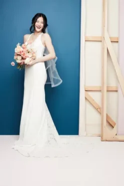 Sheer Back Crepe Wedding Dress With Lace Train 22 Sheer Back Crepe Wedding Dress With Lace Train -Blissful Brides Shop WG3989 1 PDP Crop JAN12 1920x2880