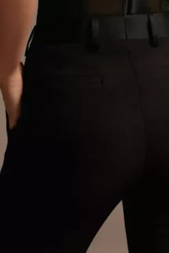 Satin Waistband Fitted Suit Pants -Blissful Brides Shop WG4001 BLACK CORE PROD2 053