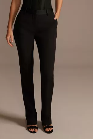 Relaxed Leg Suit Pants With Satin Waist 2 Relaxed Leg Suit Pants With Satin Waist
