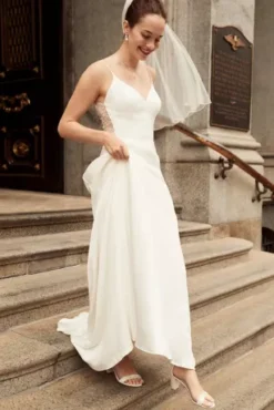 Beaded Back V-Neck Satin Wedding Dress -Blissful Brides Shop WG4004DB 1 PDP Crop JAN21 1920x2880