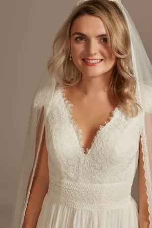 Lace Illusion Back Chiffon Wedding Dress 5 Lace Illusion Back Chiffon Wedding Dress - Image 3