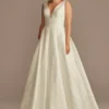Floral Jacquard V-Neck Wedding Dress -Blissful Brides Shop WG4012DB IVORY DBSTU PROD12 V2 010