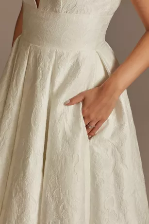 Floral Jacquard V-Neck Wedding Dress 6 Floral Jacquard V-Neck Wedding Dress - Image 4