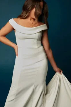 Crepe Off-the-Shoulder Mermaid Dress -Blissful Brides Shop WG4013 2 PDP Crop SEP28 1920x2880