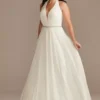 Chiffon Halter Plunge Beaded Waist Wedding Dress 2 Chiffon Halter Plunge Beaded Waist Wedding Dress -Blissful Brides Shop WG4014 SOFTWHITE DBSTU PROD12 V2 131