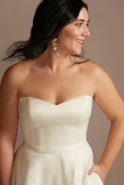 Strapless Satin Wedding Dress With Slit -Blissful Brides Shop WG4017 IVORY DBSTU PROD12 V2 076