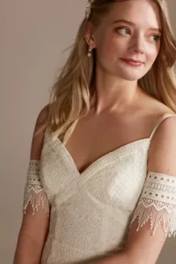 Low Back Lace Wedding Dress With Fringe Swags -Blissful Brides Shop WG4024 IVORY DBSTU PROD1 193