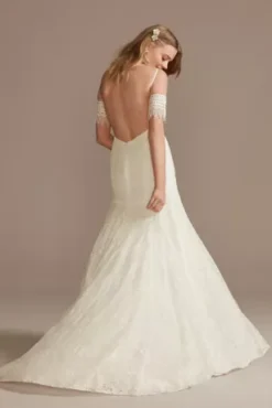 Low Back Lace Wedding Dress With Fringe Swags -Blissful Brides Shop WG4024 IVORY DBSTU PROD1 222