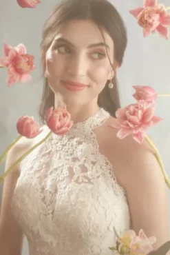 High Neck Illusion Chiffon Wedding Dress -Blissful Brides Shop WG4032 2 PDP Crop APR9 1920x2880