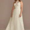 High Neck Illusion Chiffon Wedding Dress 2 High Neck Illusion Chiffon Wedding Dress -Blissful Brides Shop WG4032 IVORY DBSTU PROD12 03