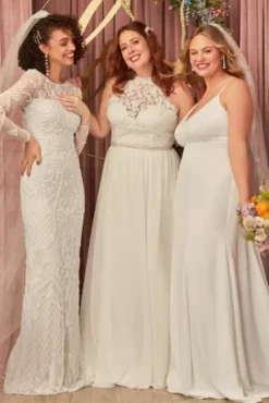 High Neck Illusion Chiffon Wedding Dress -Blissful Brides Shop WG4032 PDP Crop MAY3 1920x2880