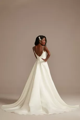 Scalloped Lace Satin Wedding Dress 4 Scalloped Lace Satin Wedding Dress - Image 2