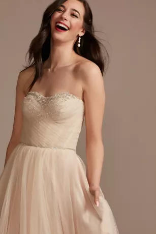 Pleated Bodice Tulle Strapless Plus Wedding Dress 6 Pleated Bodice Tulle Strapless Plus Wedding Dress - Image 4