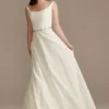 Scalloped Lace A-Line Square Neck Wedding Dress -Blissful Brides Shop WG4046 IVORY DBSTU PROD3 029