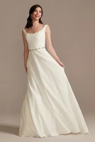 Scalloped Lace A-Line Square Neck Wedding Dress 3 Scalloped Lace A-Line Square Neck Wedding Dress