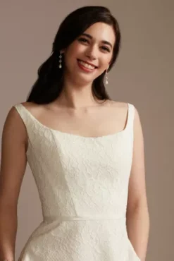 Scalloped Lace A-Line Square Neck Wedding Dress 7 Scalloped Lace A-Line Square Neck Wedding Dress -Blissful Brides Shop WG4046 IVORY DBSTU PROD3 079