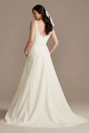 Scalloped Lace A-Line Square Neck Wedding Dress 4 Scalloped Lace A-Line Square Neck Wedding Dress - Image 2