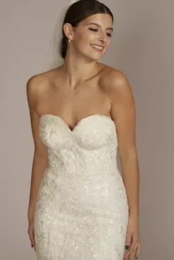 Floral Applique Mermaid Wedding Dress -Blissful Brides Shop WG4049 IVORY DBSTU PROD1 067