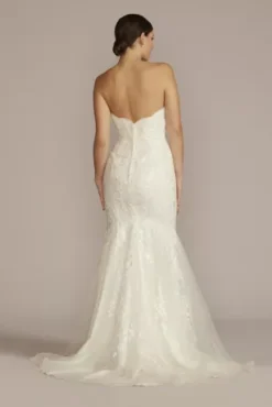 Floral Applique Mermaid Wedding Dress -Blissful Brides Shop WG4049 IVORY DBSTU PROD1 088