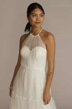 Halter Tulle Wedding Gown With Tiered Skirt -Blissful Brides Shop WG4050 SOFTWHITE DBSTU PROD1 132