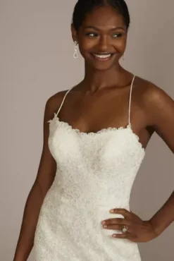 Spaghetti Strap Allover Lace Sheath Wedding Gown -Blissful Brides Shop WG4063 SOFTWHITE DBSTU PROD1 155