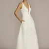 3D Floral Crepe A-Line Wedding Dress With Pockets 2 3D Floral Crepe A-Line Wedding Dress With Pockets -Blissful Brides Shop WG4068 SOFTWHITE DBSTU PROD3 010