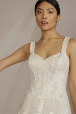 Beaded Floral Bodice Basque Waist Wedding Dress -Blissful Brides Shop WG4070 IVYSCHMR DBSTU PROD4 105