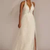 Lace Applique Halter A-Line Wedding Dress -Blissful Brides Shop WG4071 IVYSTONE DBSTU PROD3 024