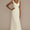 Pleated Chiffon V-Neck Tank A-Line Wedding Dress -Blissful Brides Shop WG4083 IVORY DBSTU PROD11 1160