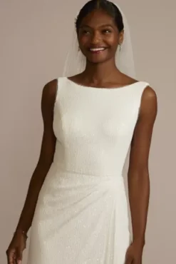 Allover Sequin A-Line Scoop Back Wedding Dress -Blissful Brides Shop WG4084 IVORY DBSTU PROD10 1939