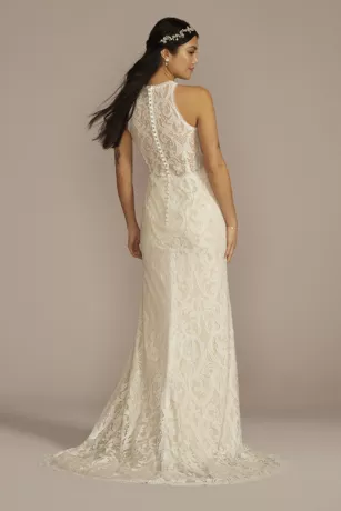 Halter Neck Button Back Allover Lace Wedding Dress 4 Halter Neck Button Back Allover Lace Wedding Dress - Image 2