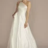 One Shoulder Satin A-Line Wedding Dress 2 One Shoulder Satin A-Line Wedding Dress -Blissful Brides Shop WG4095 SOFTWHITE DBSTU PROD12 017