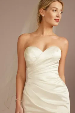 Satin Ruched Bodice Wedding Dress With Overskirt -Blissful Brides Shop WG4107 IVORY DBSTU PROD4 178