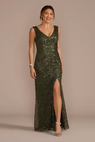 Sequin V-Neck Tank Sheath Dress With Slit 3 Sequin V-Neck Tank Sheath Dress With Slit