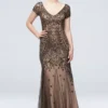 Bead And Sequin Embellished Mesh Overlay Gown -Blissful Brides Shop WGIN18924 TAUPE MOB PROD5 029