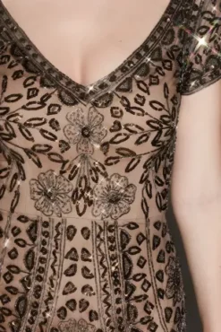 Bead And Sequin Embellished Mesh Overlay Gown -Blissful Brides Shop WGIN18924 TAUPE MOB PROD5 037