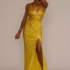 Floor Length Sequin Sheath Gown With Skirt Slit -Blissful Brides Shop WGIN20275B YELLOW PARTY PROD2 018