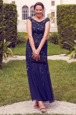 Off-the-Shoulder Beaded Dress With Godet Hem -Blissful Brides Shop WGIN3337D PDP Crop JUNE21 1920x2880