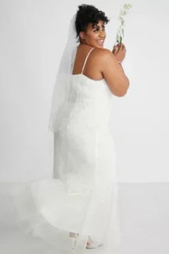 Allover Floral Beaded Godet Sheath Wedding Dress -Blissful Brides Shop WGIN5113 2 PDP Crop JAN19 1920x2880