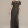 Beaded Chiffon Floor Length Sheath Gown -Blissful Brides Shop WGIN5144A GUNMETAL MOB PROD1 006
