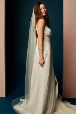 Bead And Pearl Trimmed Chapel Length Veil -Blissful Brides Shop WPD27156 PDP Crop OCT15 1920x2880