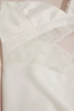 Satin Chemise With Lace Keyhole Bodice -Blissful Brides Shop WPD29981 WHITE LING PROD11 003