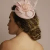 Floral Bow And Feather Fascinator -Blissful Brides Shop ZH019 BLUSH HP OM PROD6 005 V2