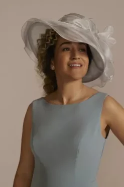 Crepe Tank Sheath With Embroidered Capelet -Blissful Brides Shop ZH021 GREY HP OM PROD6 105 V2