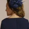 Feather And Floral Bow Fascinator -Blissful Brides Shop ZH2023 NAVY HP OM PROD6 004 V2 1